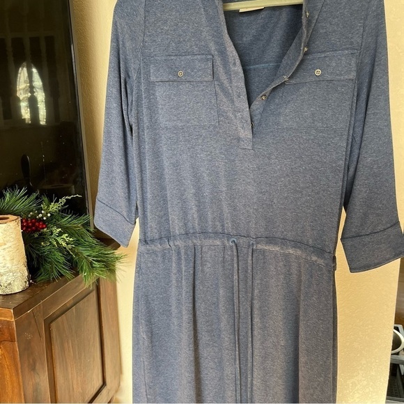 Women's Vintage L.L. Bean Henley Drawstring Long Sleeve Dress Size M - Like New - Picture 2 of 7